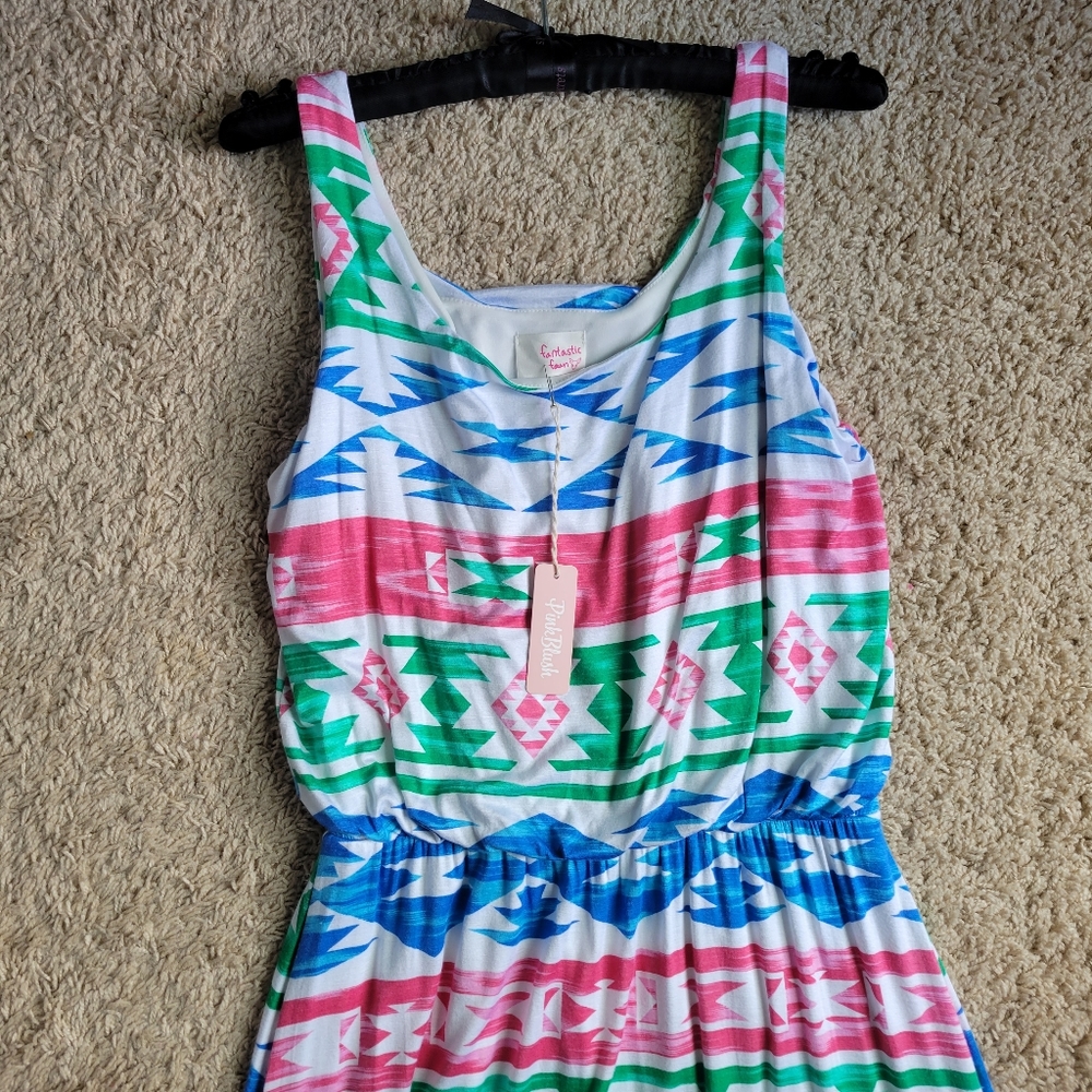 NWT Pink Blush Maxi Dress Size Medium Aztec Print